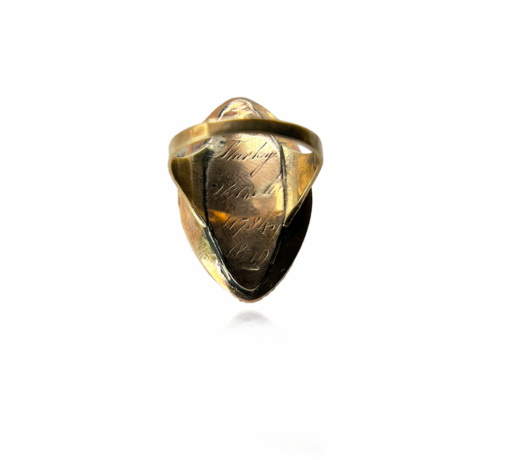 Enamel Ring With Woven Image
