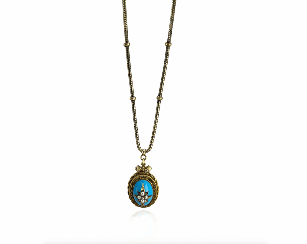 Rose Cut Diamonds and Pearl Locket Necklace