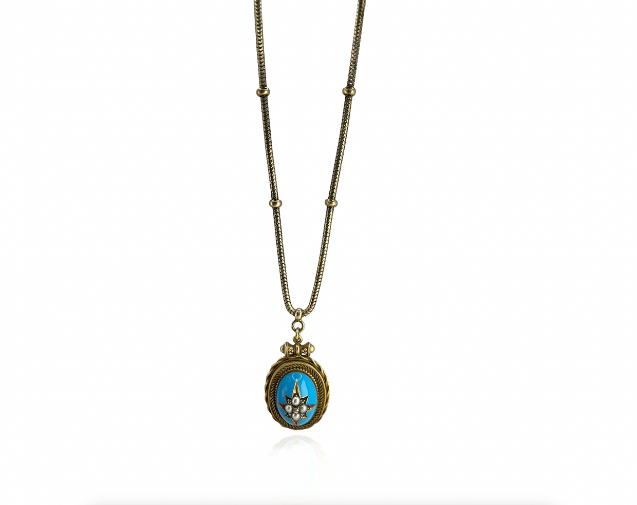Rose Cut Diamonds and Pearl Locket Necklace