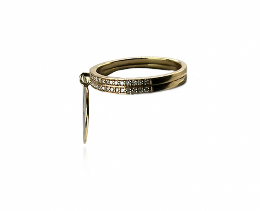Heart Charm Gold and Diamond Ring