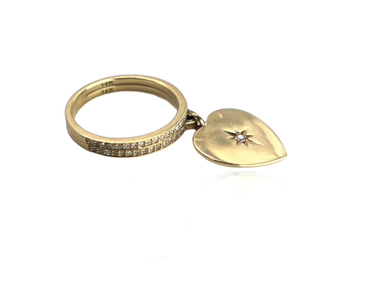 Heart Charm Gold and Diamond Ring