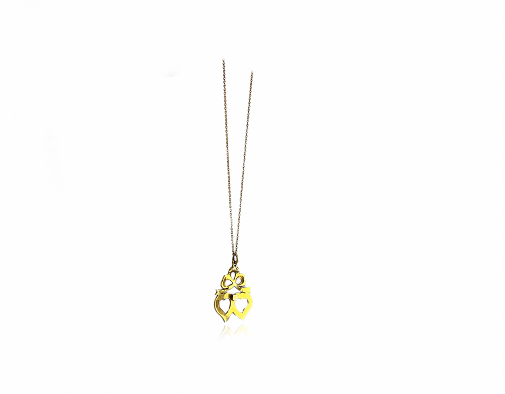 Double Heart Seed Pearl Necklace