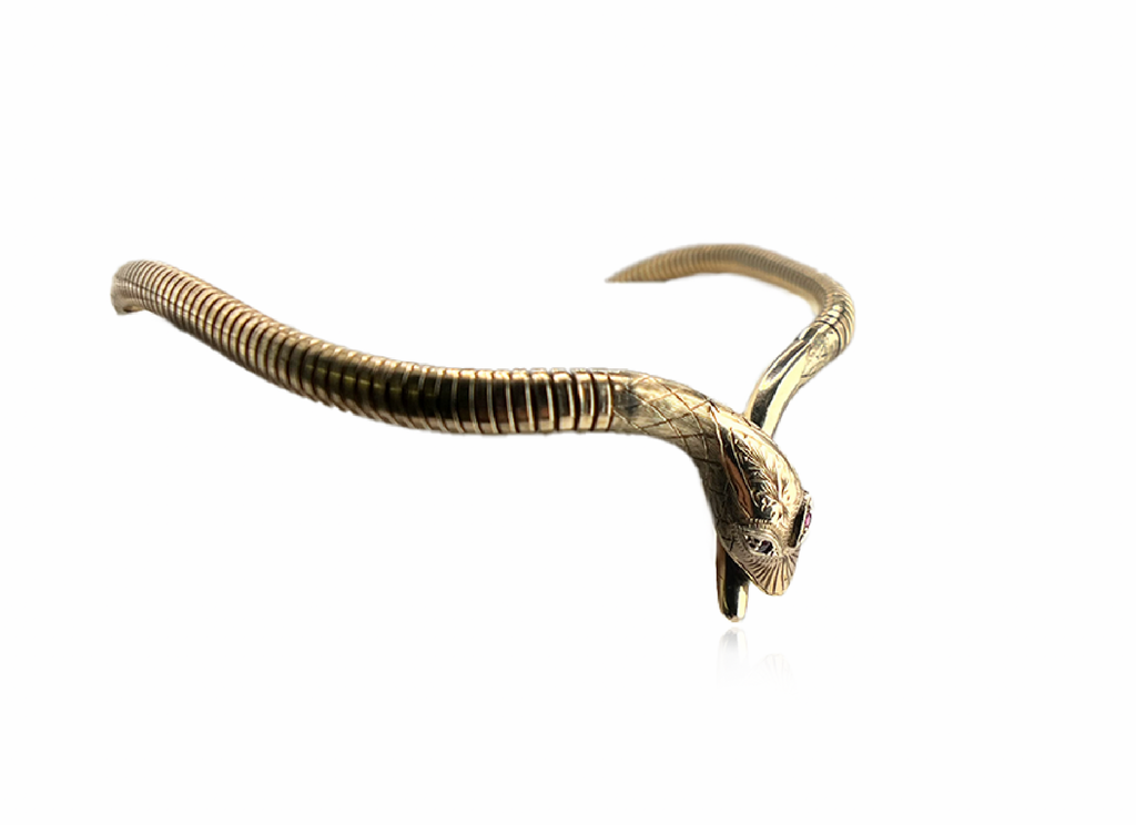 Gold Snake With Ruby Eyes Tubogas Convertible Necklace/ Bracelet