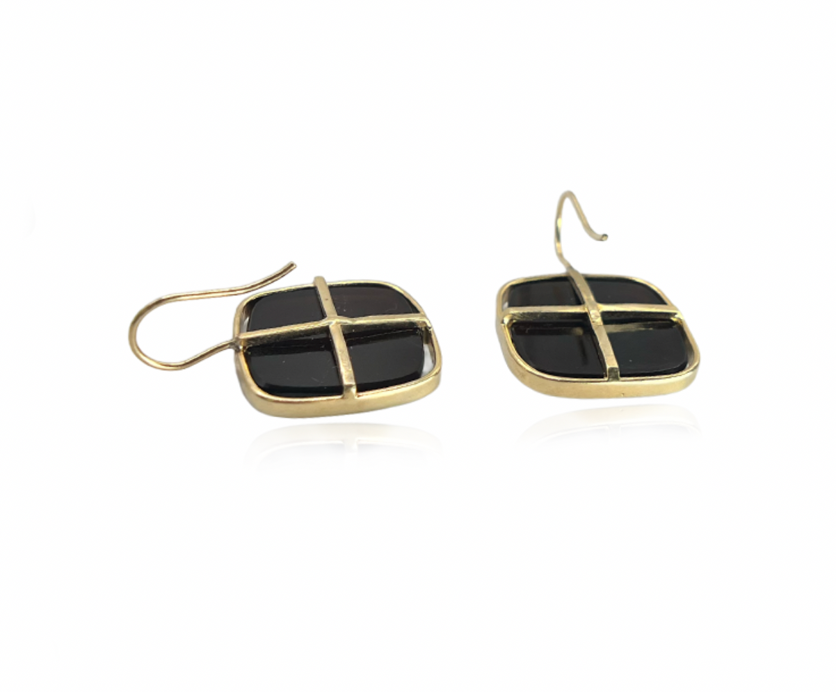 Gold Carnelian Intaglio Earrings