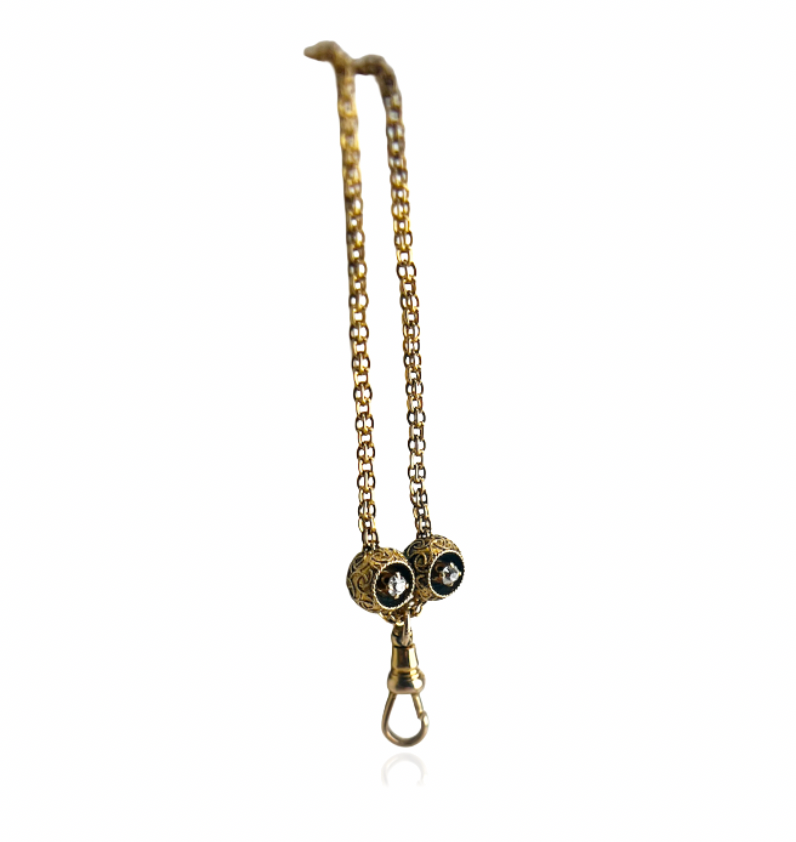 Watch Chain with Diamond Spheres