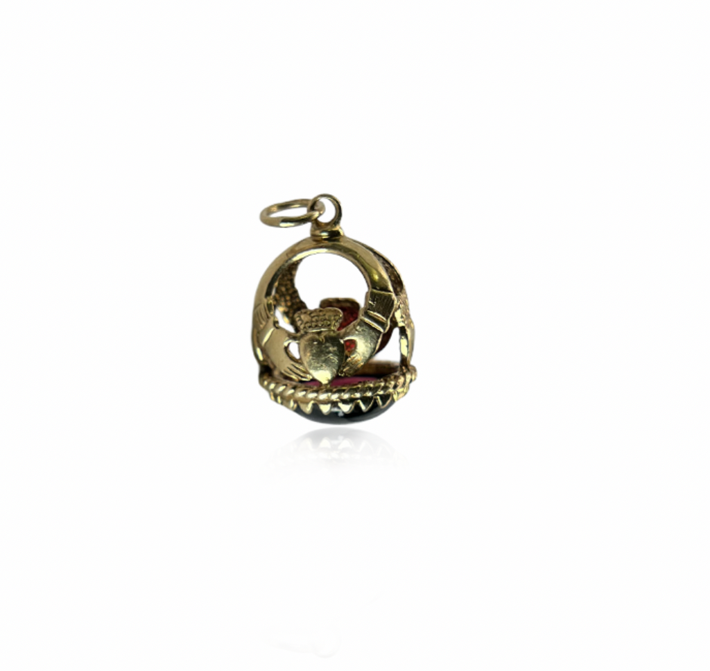 Irish Claddagh Charm with Garnet