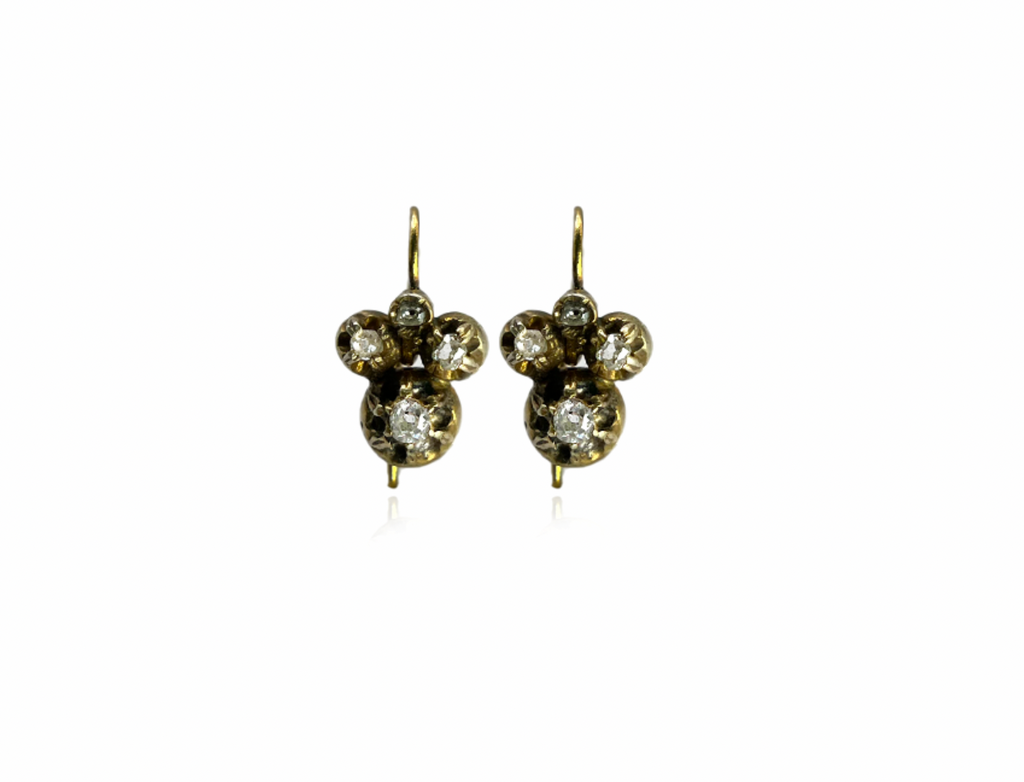 Rose Cut Gold Earrings