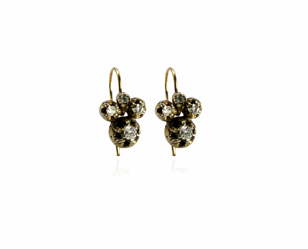 Rose Cut Gold Earrings