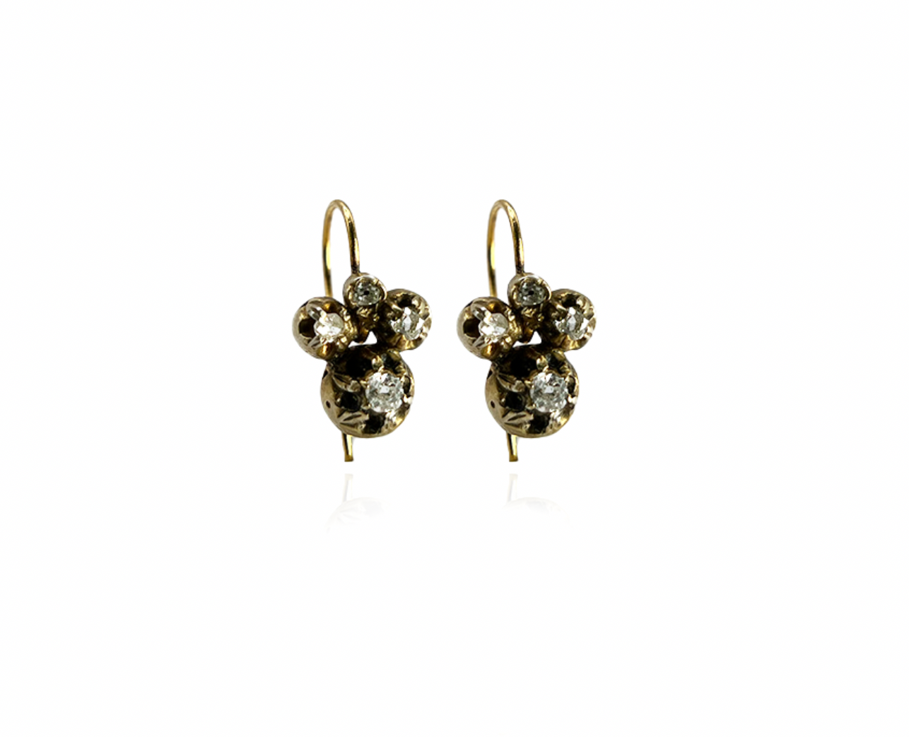 Rose Cut Gold Earrings
