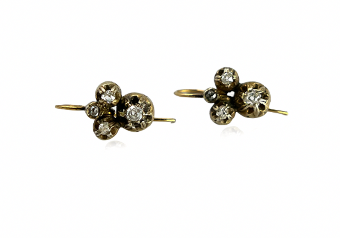 Rose Cut Gold Earrings