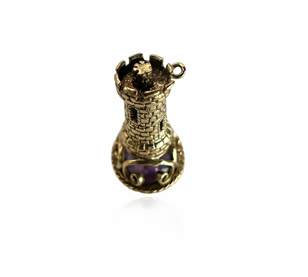 Castle Charm with Amethyst