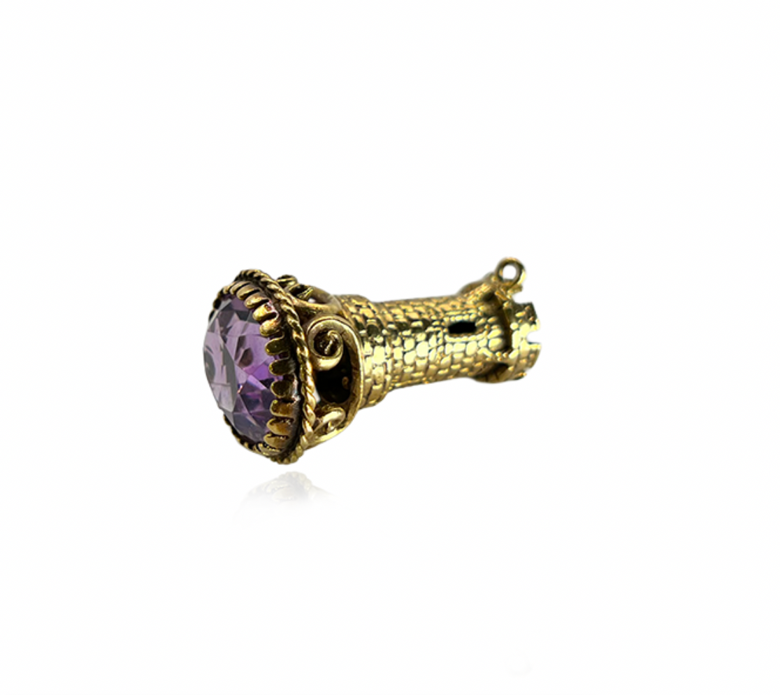 Castle Charm with Amethyst