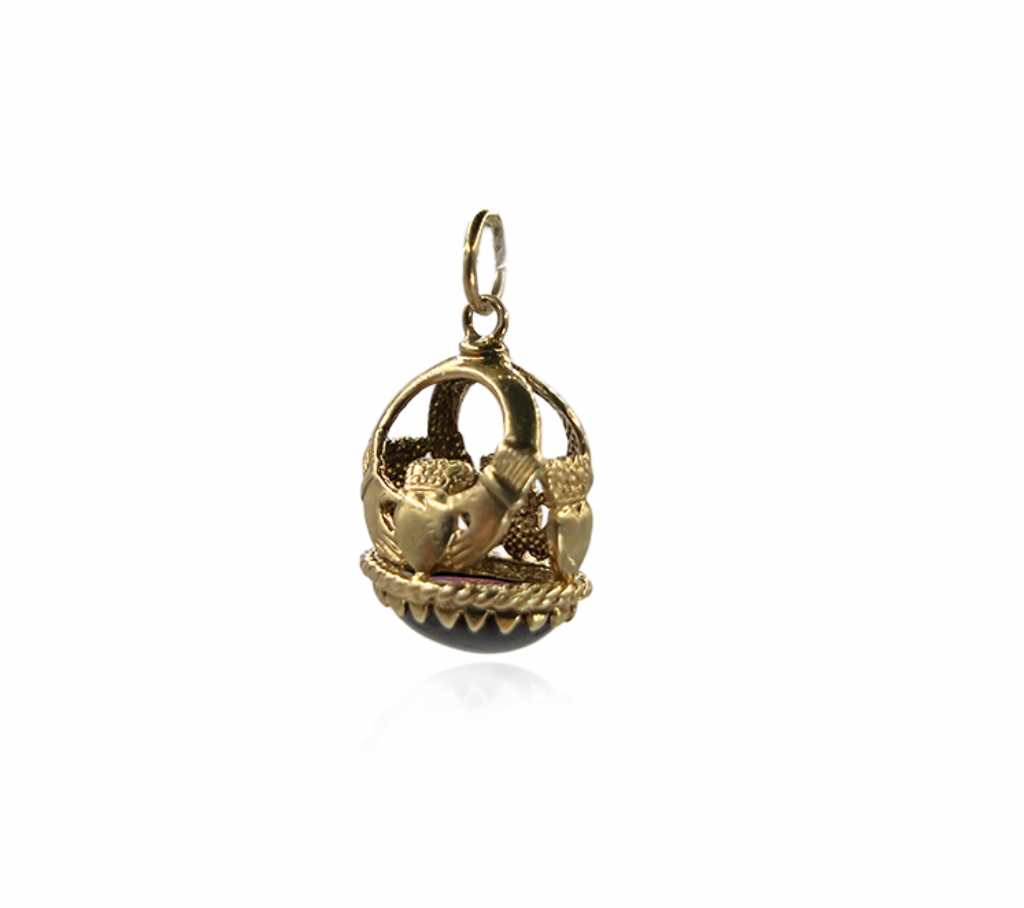 Irish Claddagh Charm with Garnet