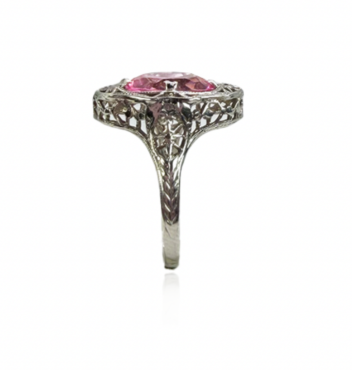 Pink Sapphire Filigree Ring