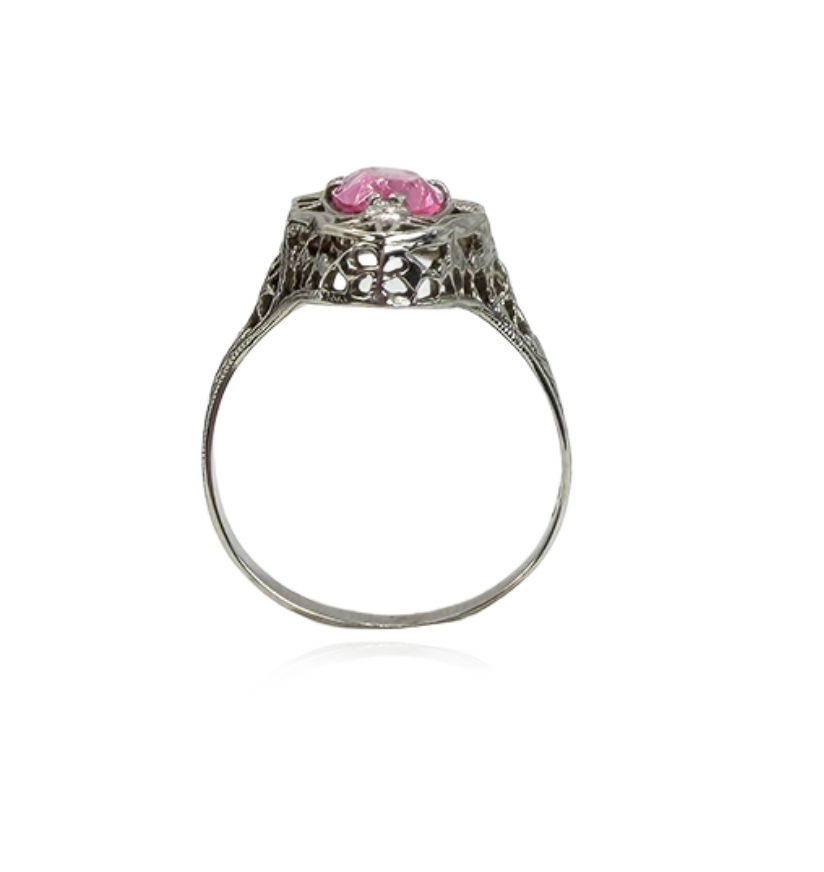 Pink Sapphire Filigree Ring