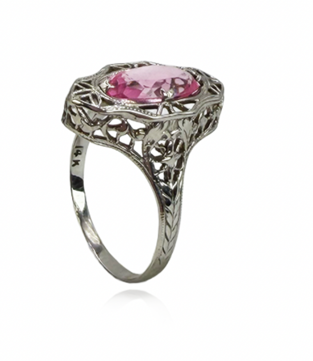 Pink Sapphire Filigree Ring