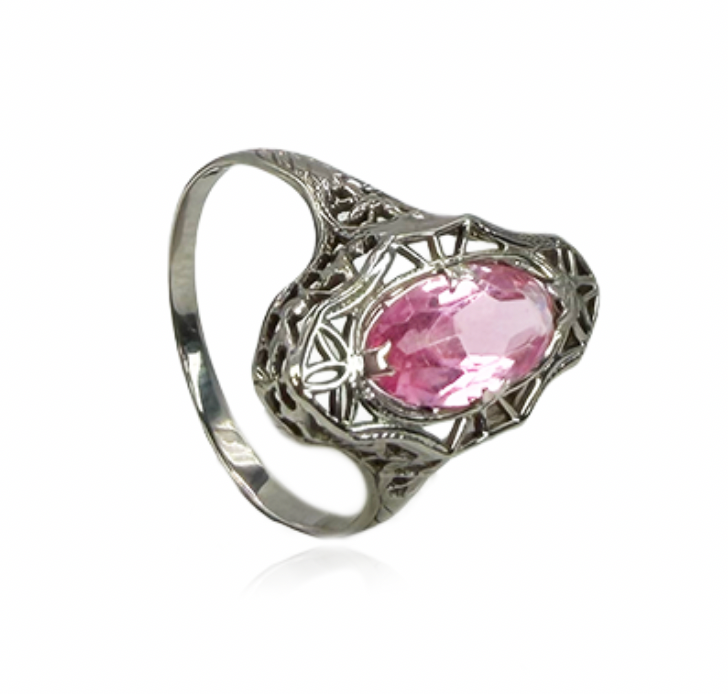 Pink Sapphire Filigree Ring
