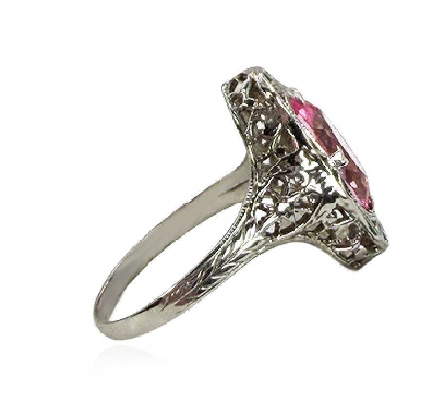Pink Sapphire Filigree Ring