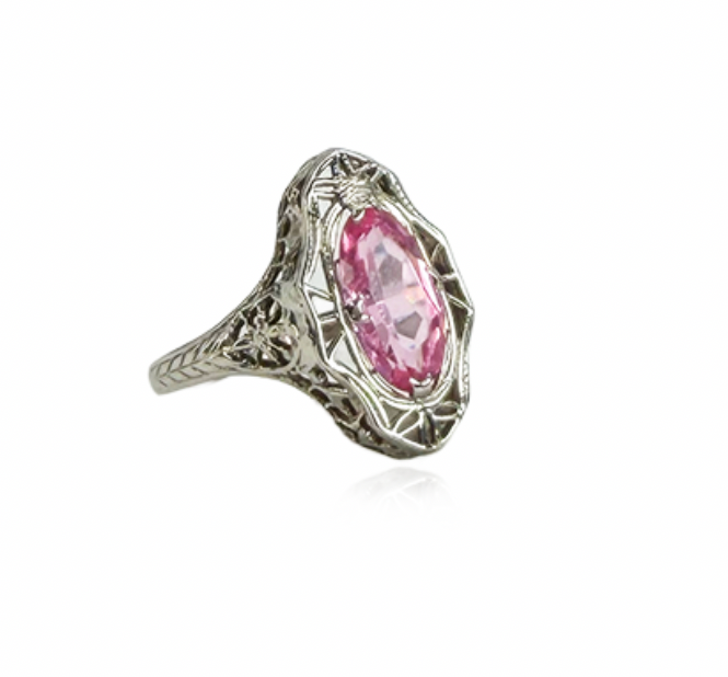 Pink Sapphire Filigree Ring