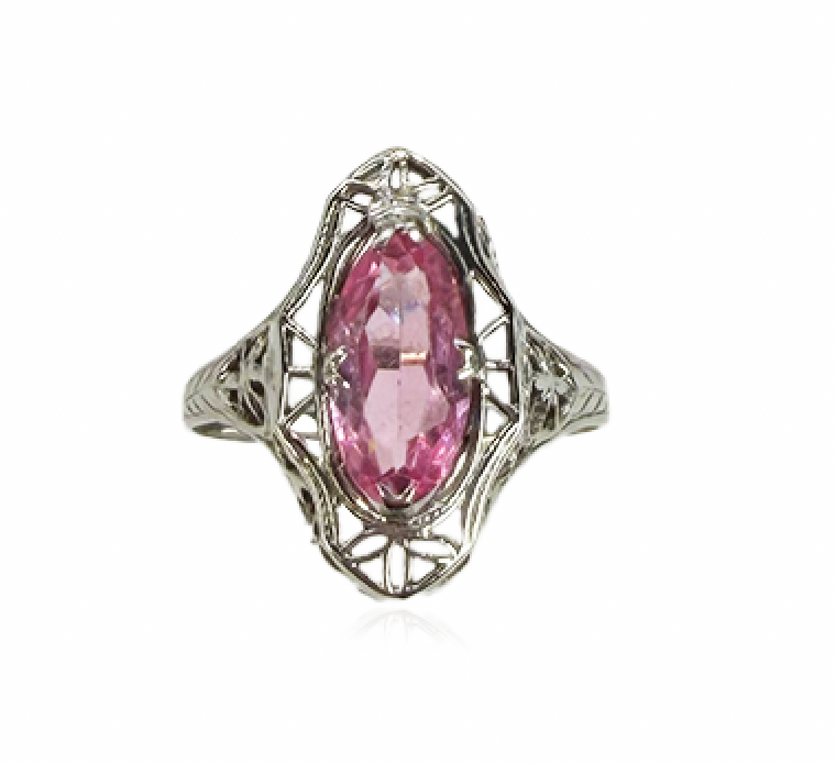 Pink Sapphire Filigree Ring