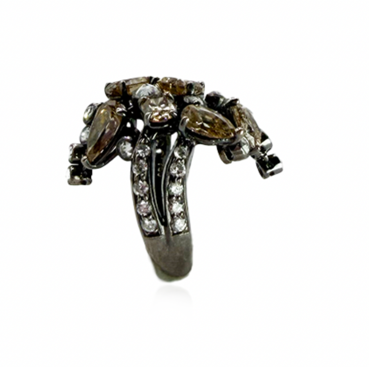 Canary Yellow and White Diamond Flexible Ring