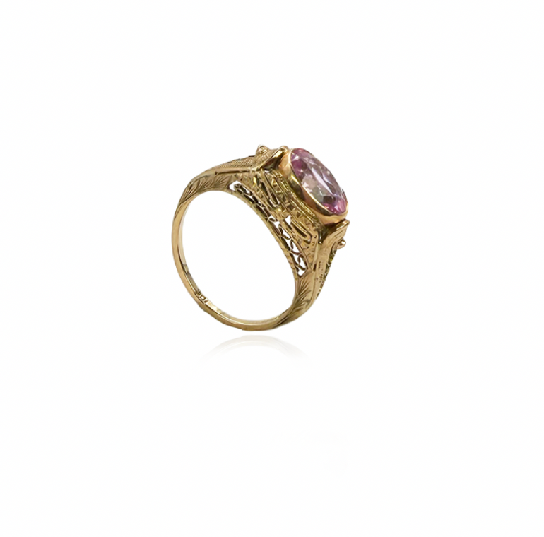 Pink Tourmaline Filigree Ring