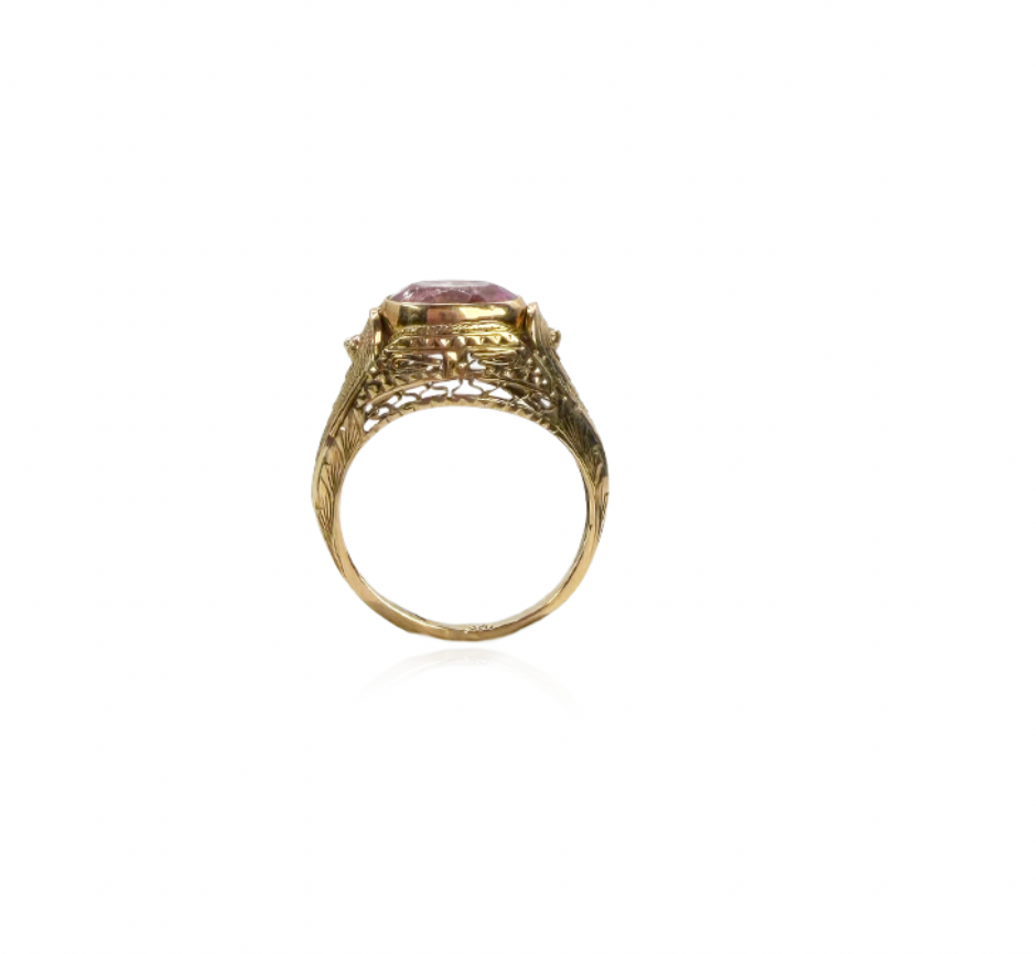 Pink Tourmaline Filigree Ring