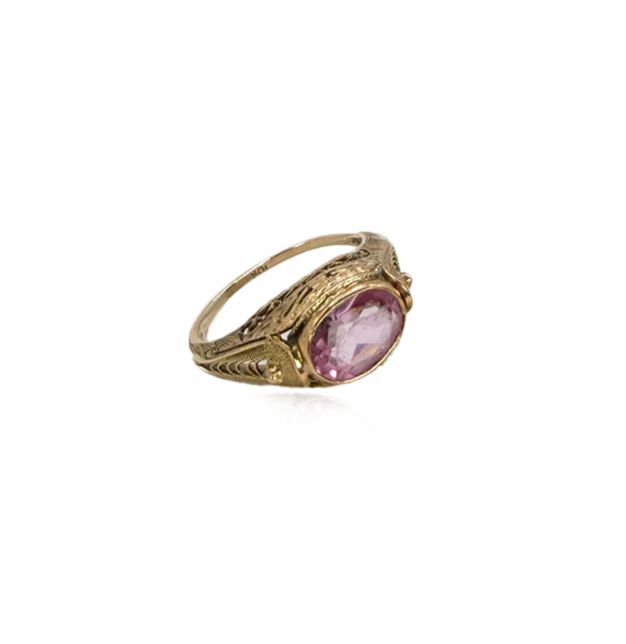 Pink Tourmaline Filigree Ring