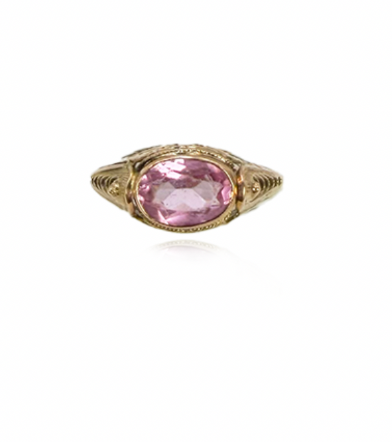 Pink Tourmaline Filigree Ring