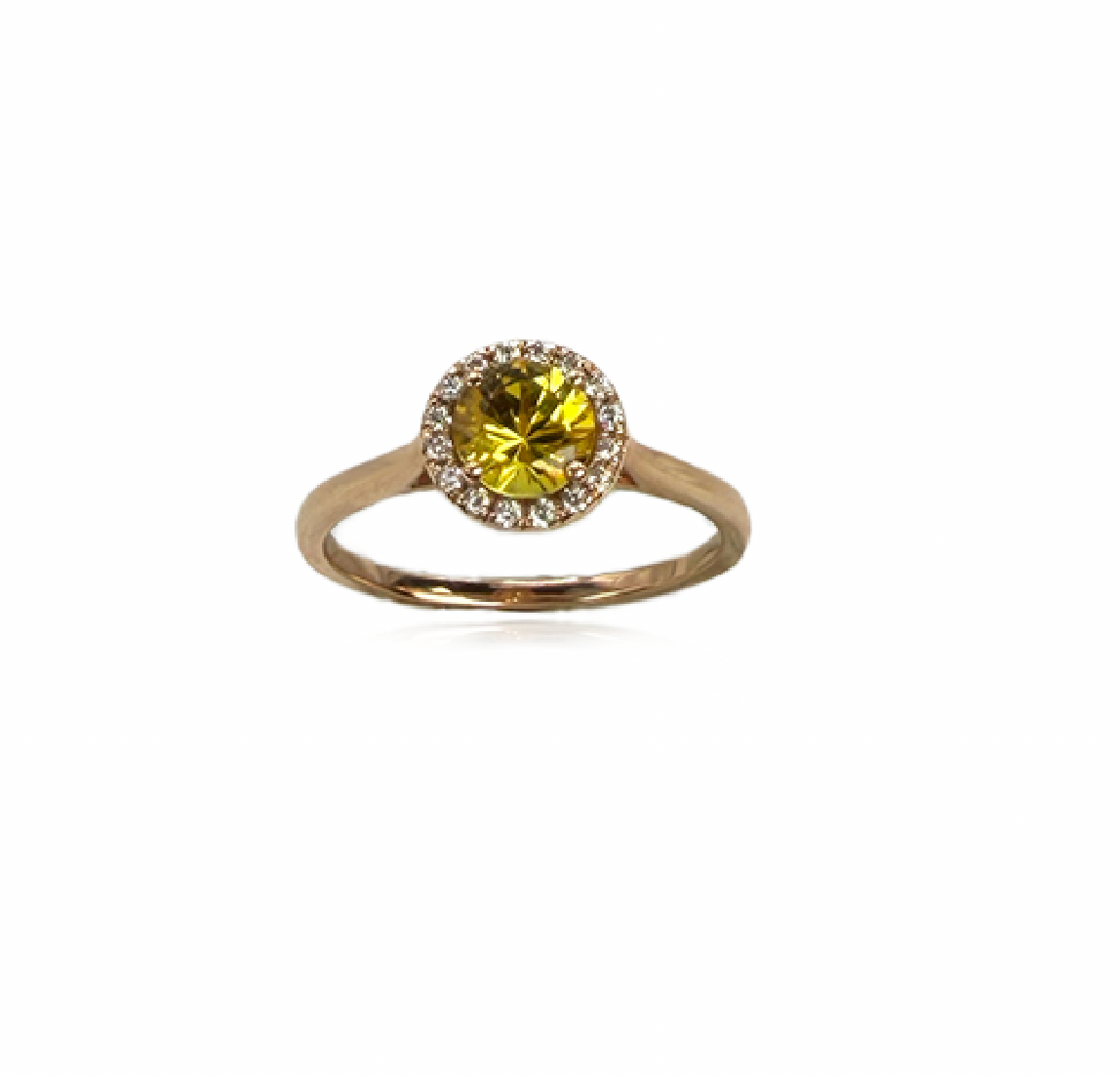 Yellow Sapphire and Diamond Halo Ring