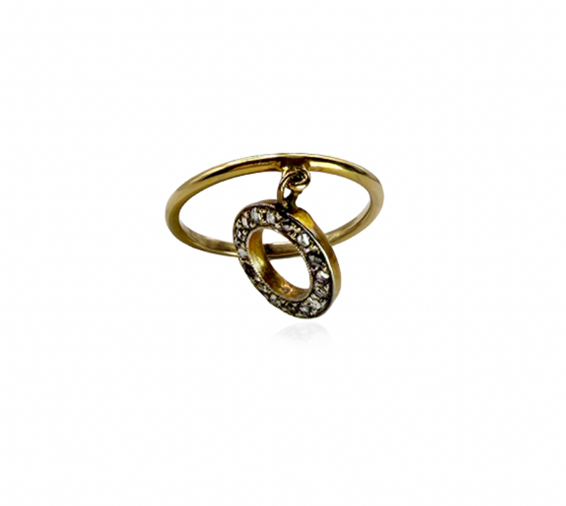Gold and Diamond Charm Ring