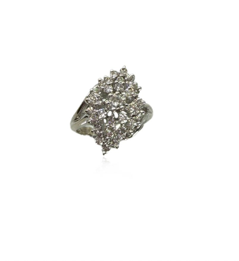 Diamond Cascade Ring Diamond Cluster Cascade Ring – Antique Gallery of Naples