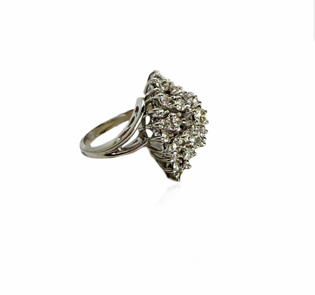 Diamond Cascade Ring Diamond Cluster Cascade Ring – Antique Gallery of Naples