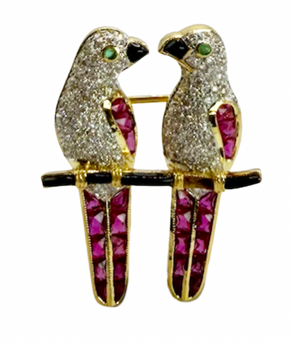 Vintage Parrots Pin