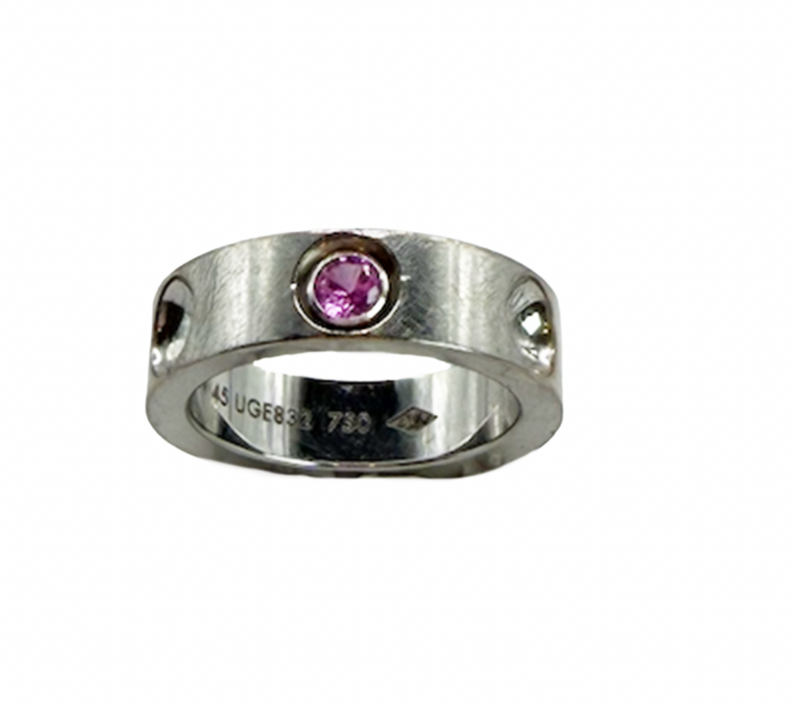 Louis Vuitton 18K White Gold Band With Pink Sapphire