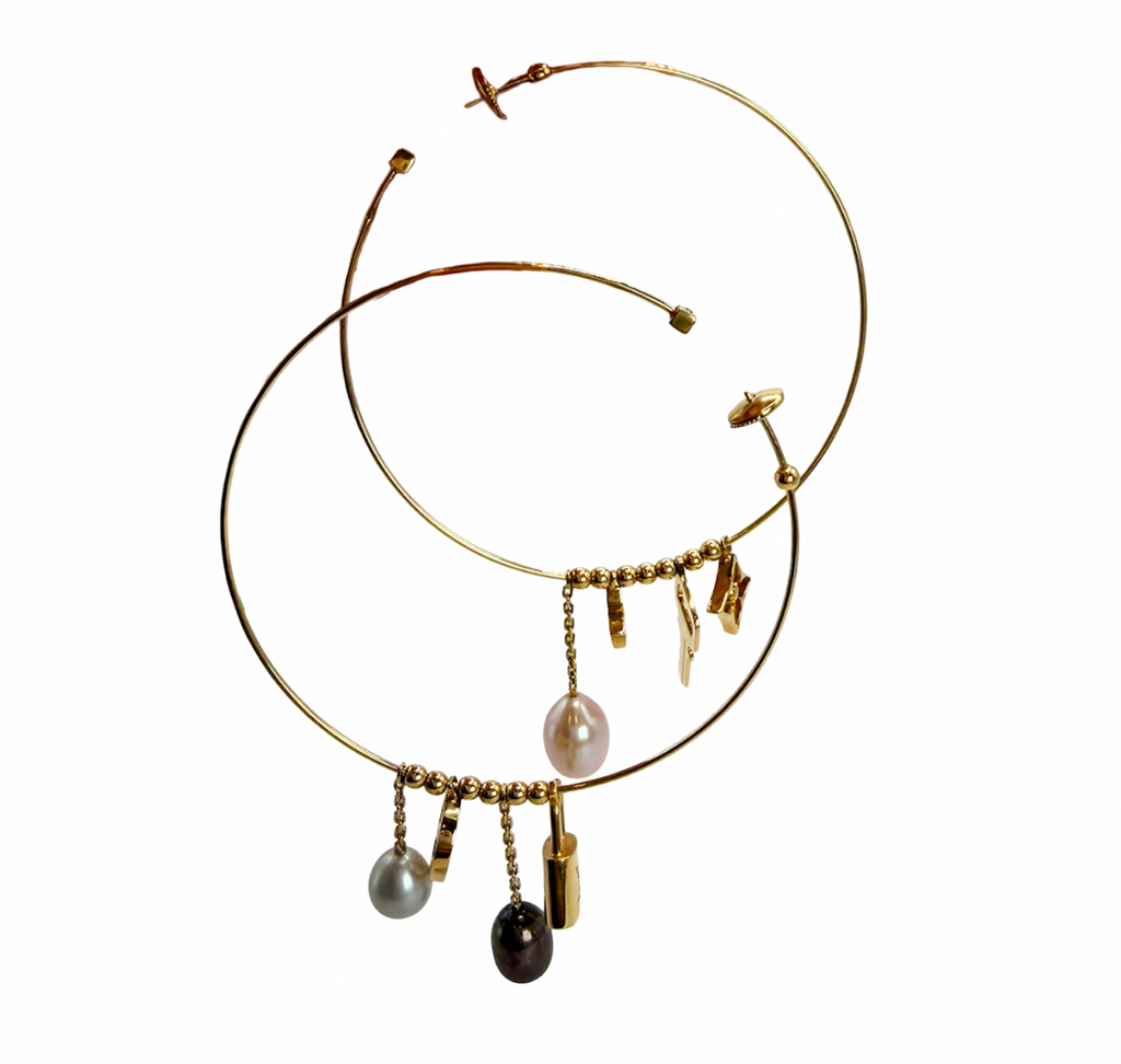 Louis Vuitton Gold Hoop Charm Earrings