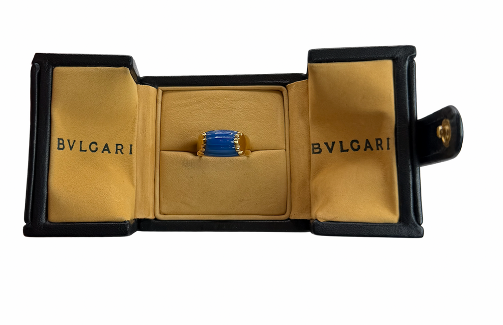 Bulgari Blue Chalcedony and Gold Ring