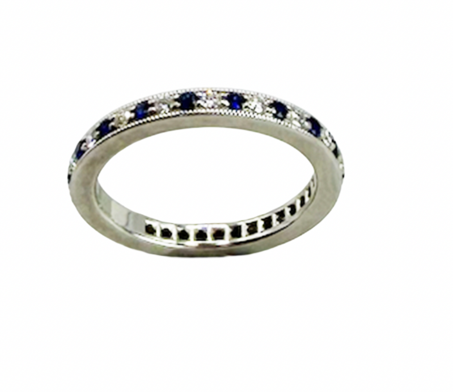 Tiffany & Co. Platinum Diamond and Sapphire Eternity Band