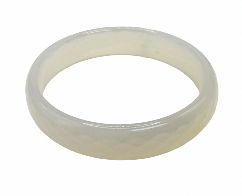 Antique Carved White Jadeite Bangle