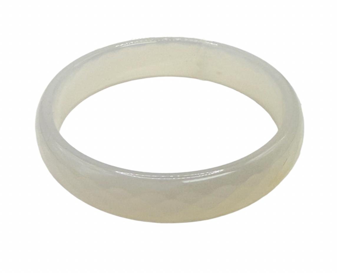 Antique Carved White Jadeite Bangle