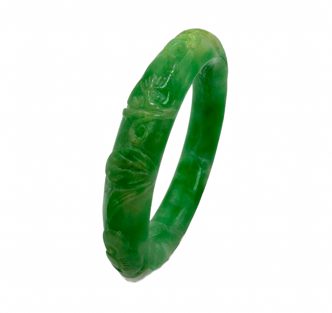 Antique Nicely Carved High Quality Jadeite Bangle