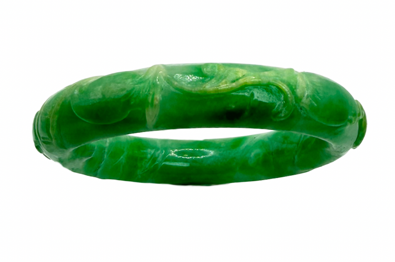 Antique Nicely Carved High Quality Jadeite Bangle