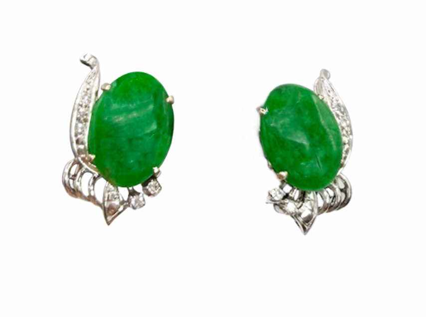 Fine Jadeite and Diamond Earrings