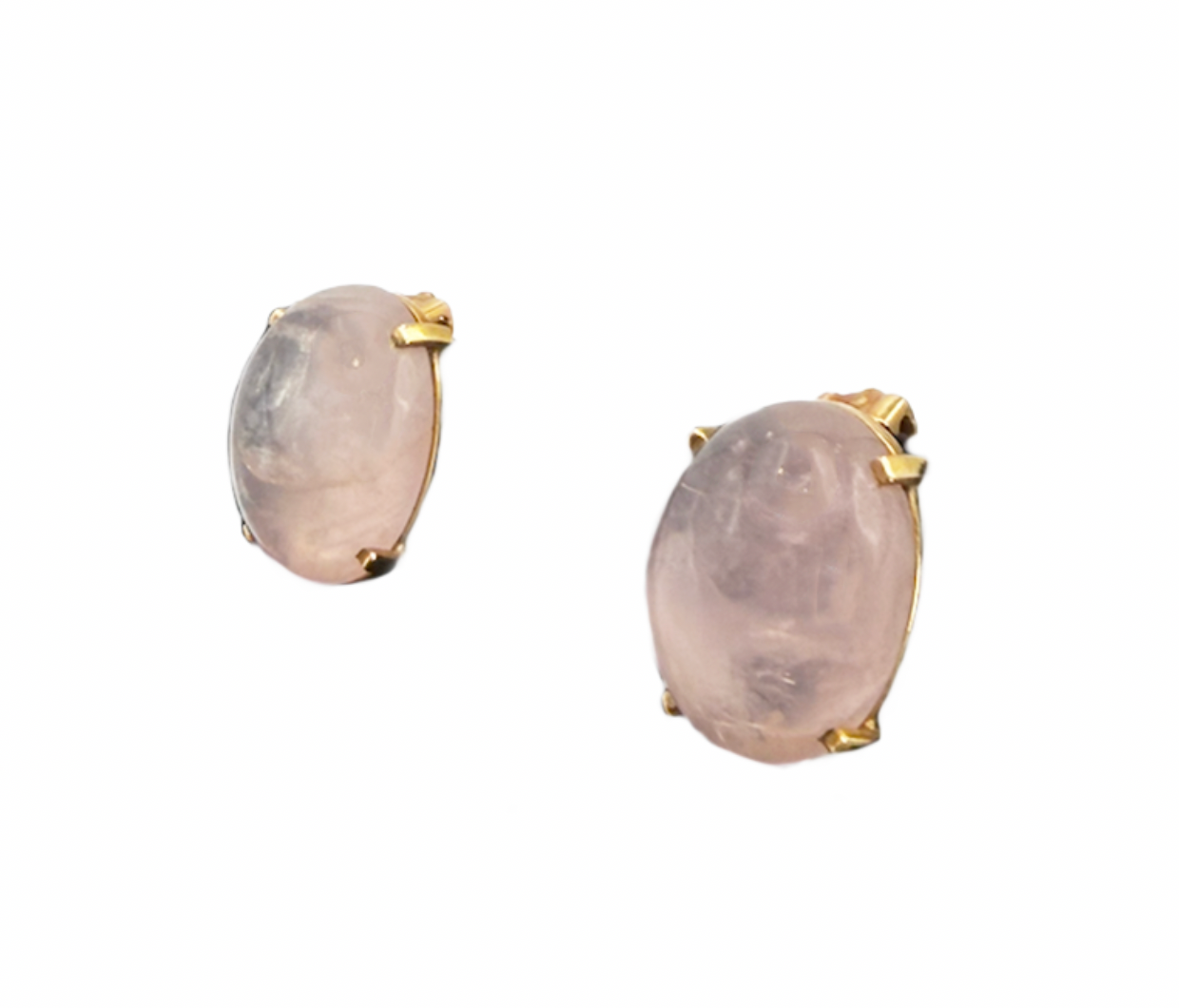 Rose Quartz And Gold Earrings Clips