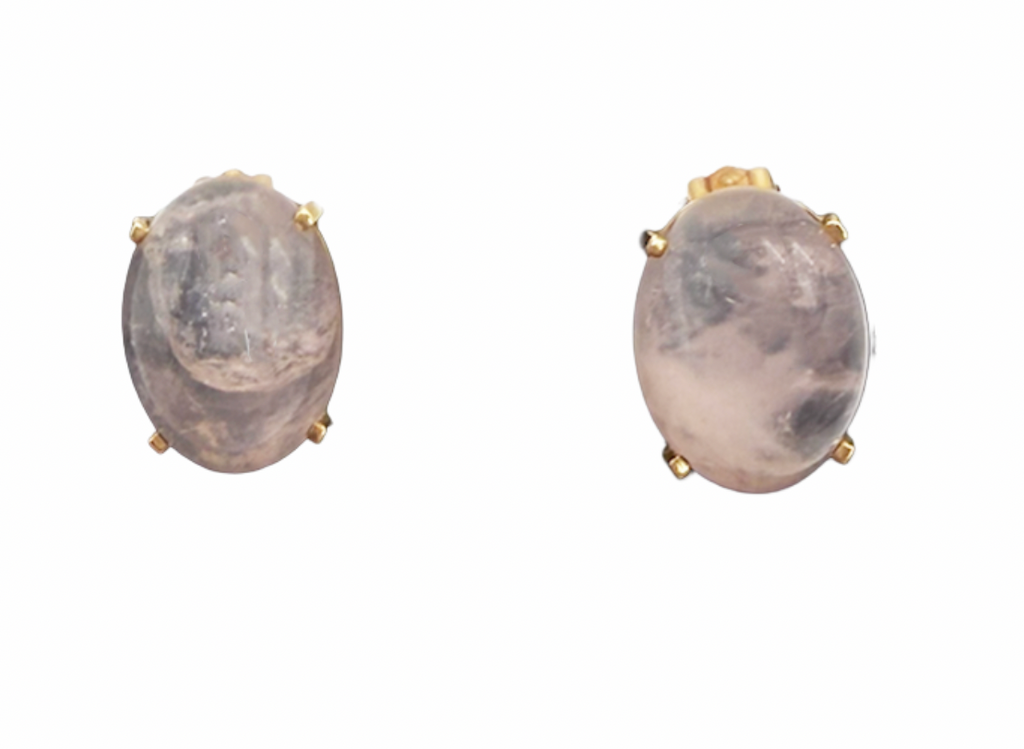Rose Quartz And Gold Earrings Clips