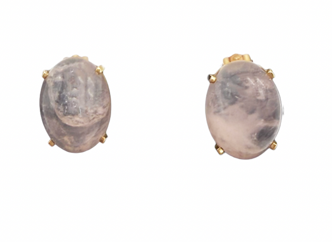 Rose Quartz And Gold Earrings Clips