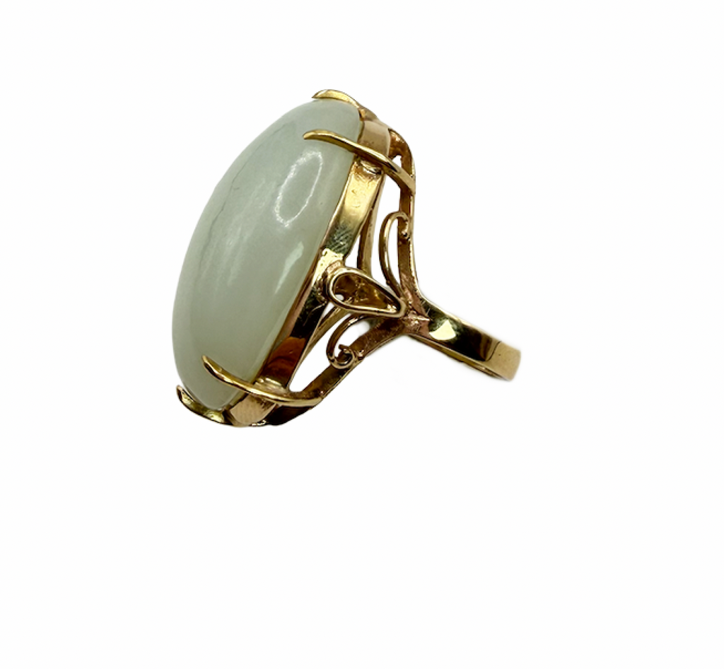White Jade Gold Ring