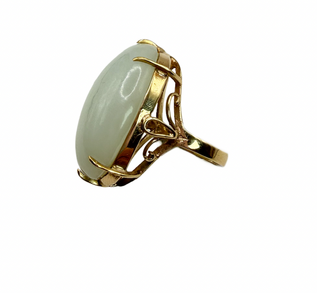White Jade Gold Ring