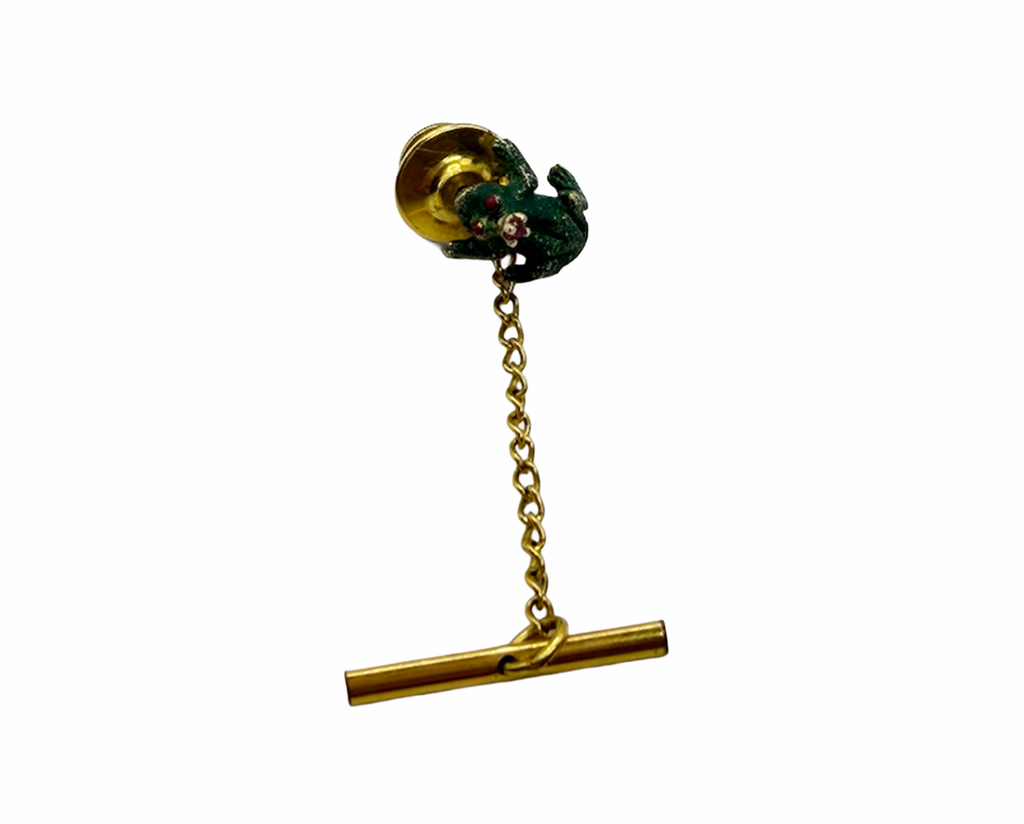 King Frog Tack And T-Bar In 14K Gold