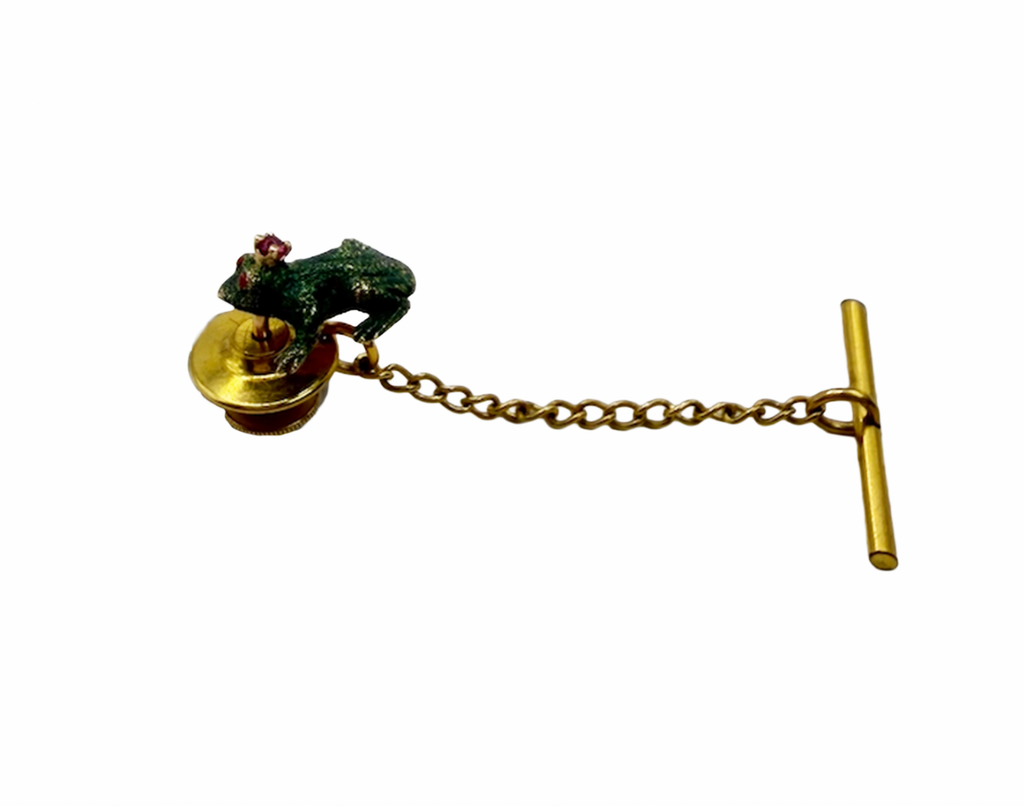 King Frog Tack And T-Bar In 14K Gold